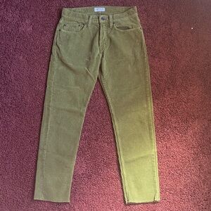President’s Tuscany Corduroy Pants Men’s 28x27 Green Made in Italy Raw Hem